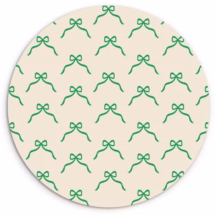 Wandcirkel - Glas - Strik - Crème - Groen - Kerst — 1