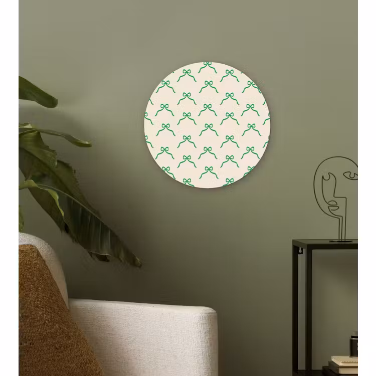 Wandcirkel - Glas - Strik - Crème - Groen - Kerst — 3
