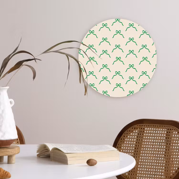 Wandcirkel - Glas - Strik - Crème - Groen - Kerst — 4