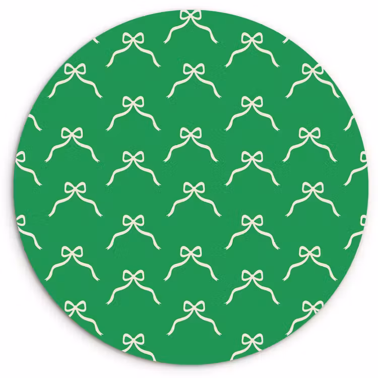 Wandcirkel - Glas - Strik - Kerst - Groen - Wit — 1