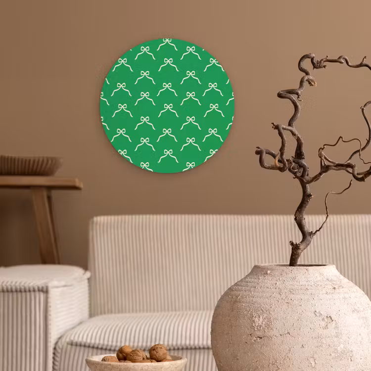 Wandcirkel - Glas - Strik - Kerst - Groen - Wit — 2