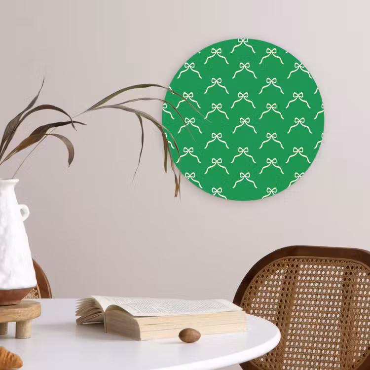 Wandcirkel - Glas - Strik - Kerst - Groen - Wit — 4
