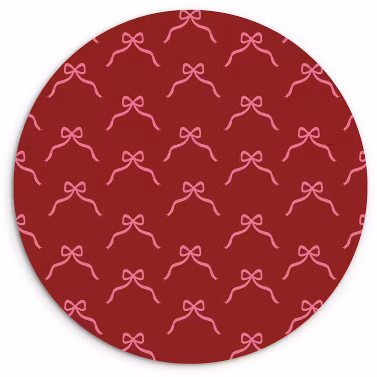 Wandcirkel - Glas - Strik - Kerst - Rood - Roze — 1