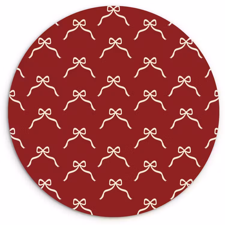 Wandcirkel - Glas - Strik - Kerst - Rood - Wit — 1