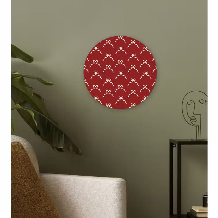 Wandcirkel - Glas - Strik - Kerst - Rood - Wit — 3