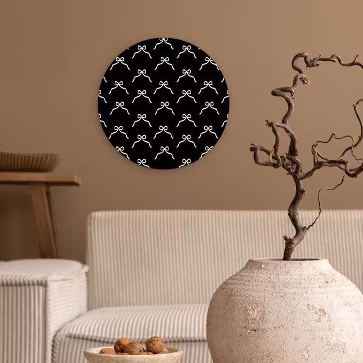 Wandcirkel - Glas - Strik - Kerst - Zwart - Wit — 2