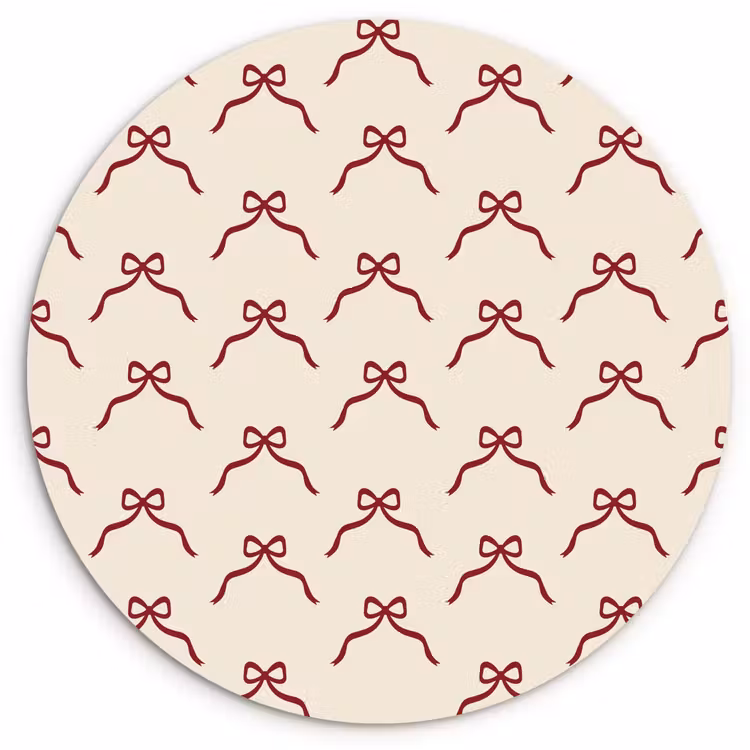 Wandcirkel - Glas - Strik - Rood - Crème - Kerst — 1