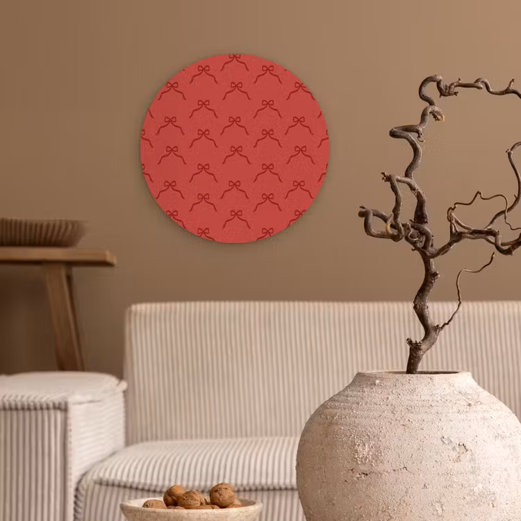 Wandcirkel - Glas - Strik - Rood - Kerst — 2