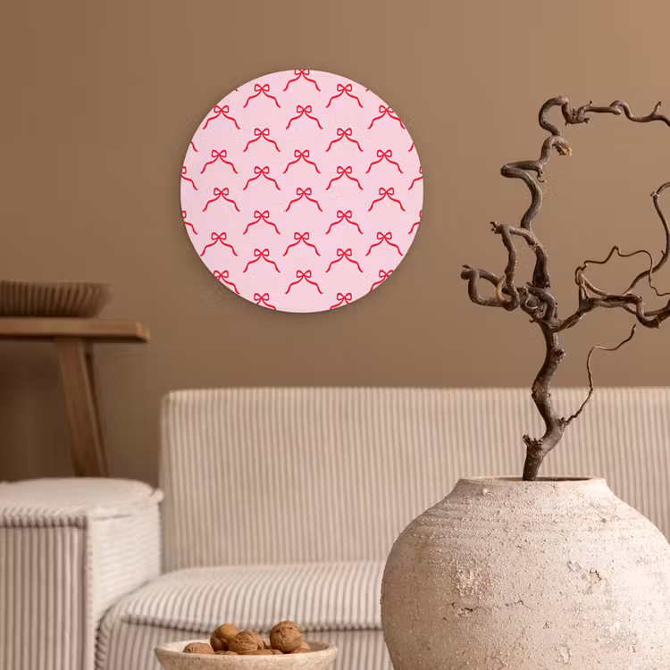 Wandcirkel - Glas - Strik - Rood - Kerst - Roze — 2