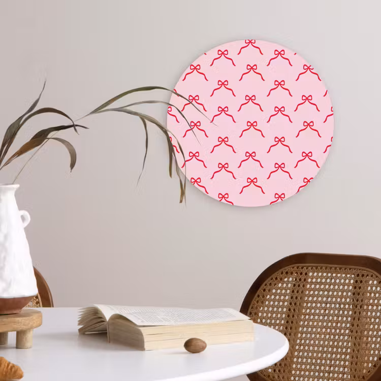 Wandcirkel - Glas - Strik - Rood - Kerst - Roze — 4
