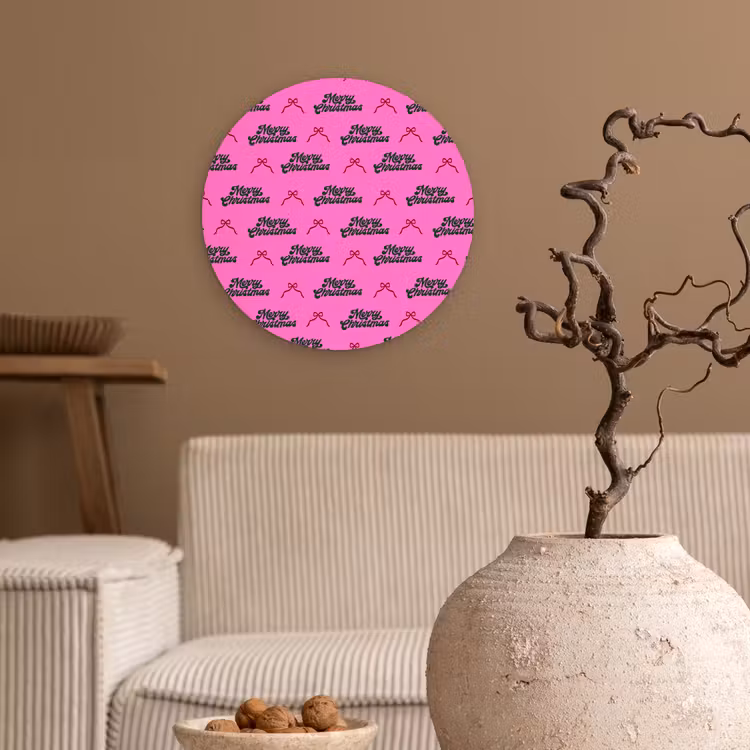 Wandcirkel - Glas - Tekst - Neon - Roze - Kerst — 2