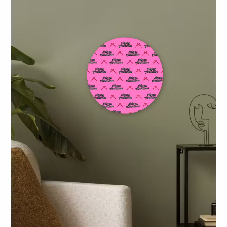 Wandcirkel - Glas - Tekst - Neon - Roze - Kerst — 3