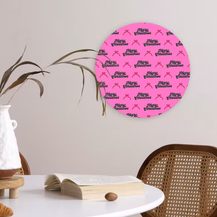 Wandcirkel - Glas - Tekst - Neon - Roze - Kerst — 4