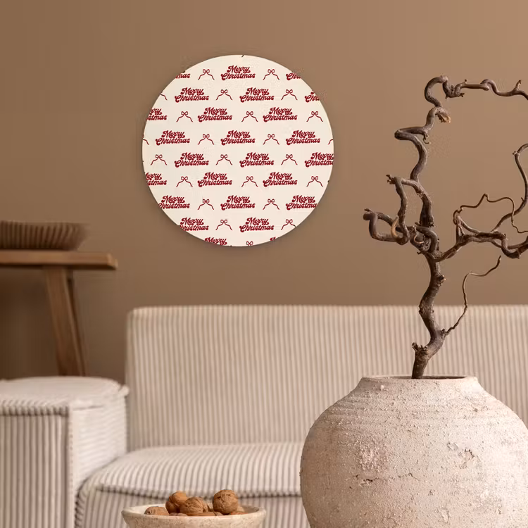 Wandcirkel - Glas - Tekst - Rood - Crème - Strik — 2
