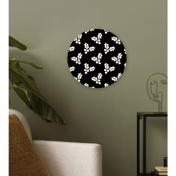 Wandcirkel - Glas - Kerst - Zwart - Wit - Hulst — 3