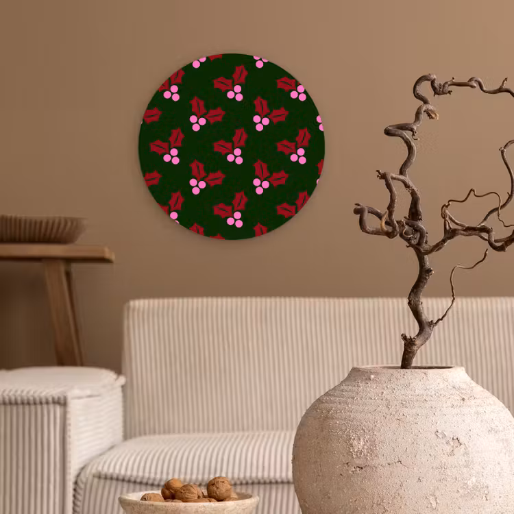 Wandcirkel - Glas - Neon - Hulst - Kerst — 2