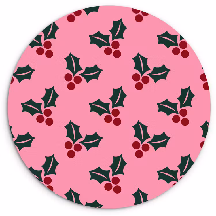 Wandcirkel - Glas - Roze - Kerst - Hulst — 1