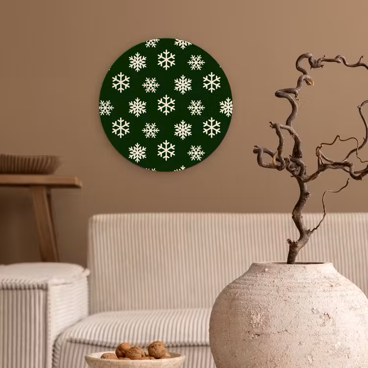 Wandcirkel - Glas - Sneeuwvlok - Groen - Wit - Kerst — 2
