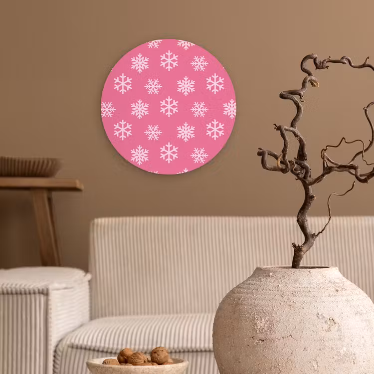 Wandcirkel - Glas - Sneeuwvlok - Kerst - Roze — 2