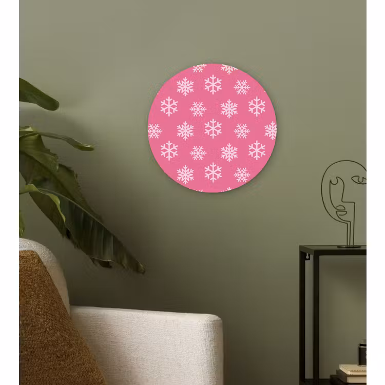 Wandcirkel - Glas - Sneeuwvlok - Kerst - Roze — 3
