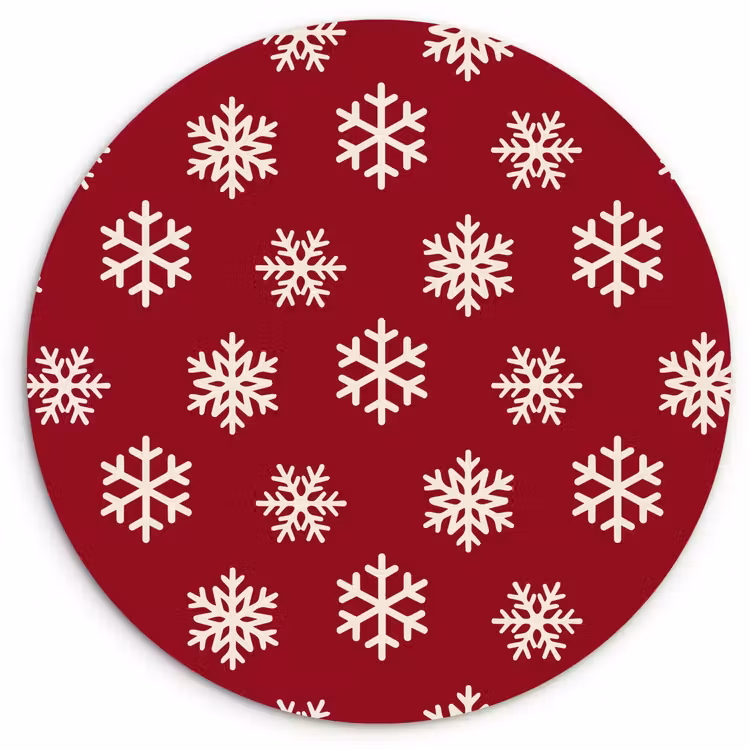 Wandcirkel - Glas - Sneeuwvlok - Rood - Wit - Kerst — 1
