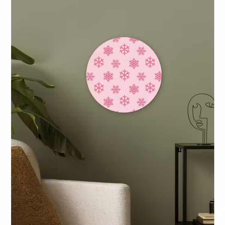 Wandcirkel - Glas - Sneeuwvlok - Roze - Kerst — 3
