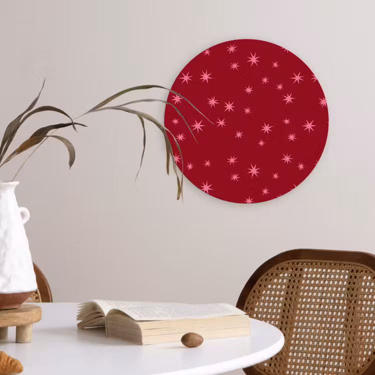 Wandcirkel - Glas - Ster - Roze - Kerst - Rood — 4