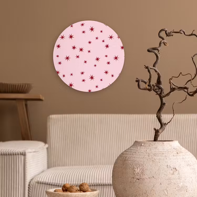 Wandcirkel - Glas - Ster - Roze - Rood — 2