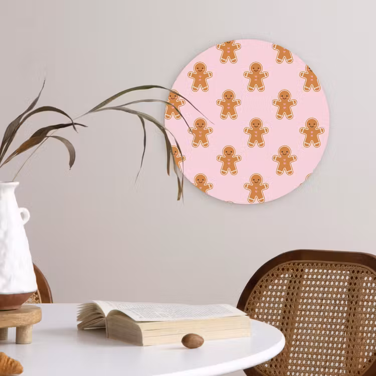 Wandcirkel - Glas - Peperkoek - Kerst - Roze — 4