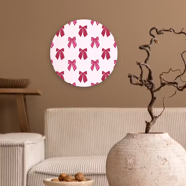 Wandcirkel - Glas - Strikken - Kerst - Roze — 2