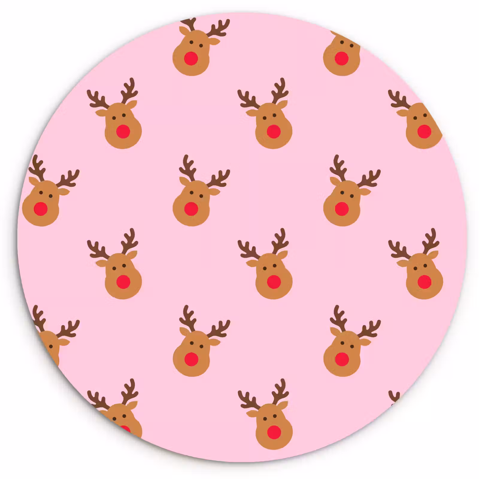 Wandcirkel - Glas - Rendieren - Kerst - Roze - Rood — 1