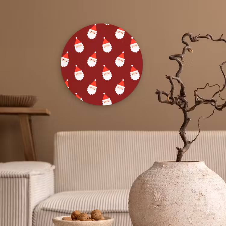 Wandcirkel - Glas - Kerst - Kerstman - Rood — 2