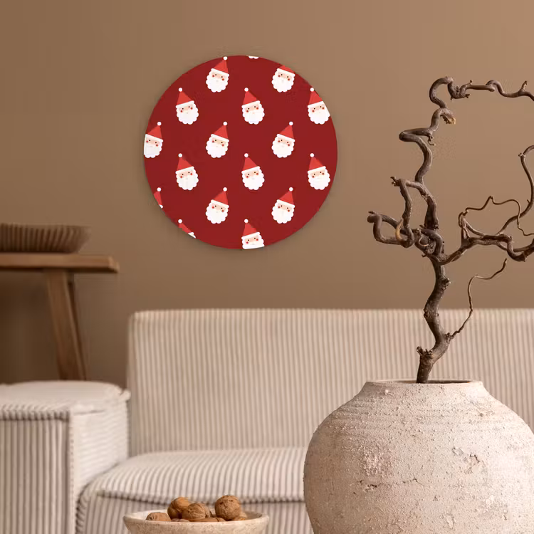 Wandcirkel - Glas - Kerstman - Kerst - Rood — 2