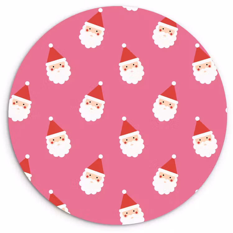 Wandcirkel - Glas - Kerstman - Kerst - Rood - Roze — 1