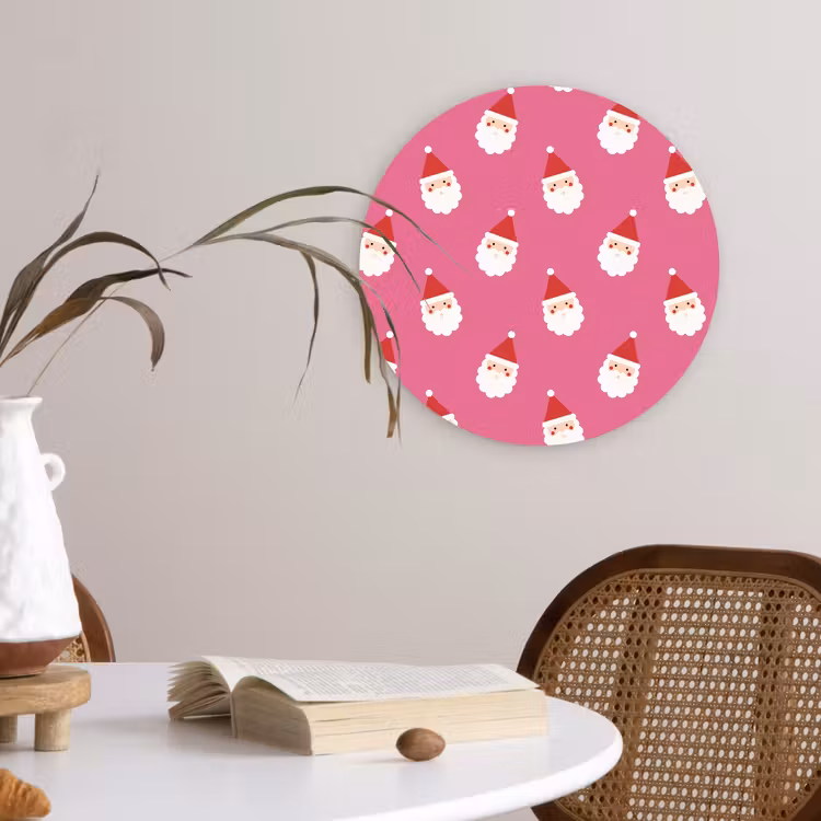 Wandcirkel - Glas - Kerstman - Kerst - Rood - Roze — 4