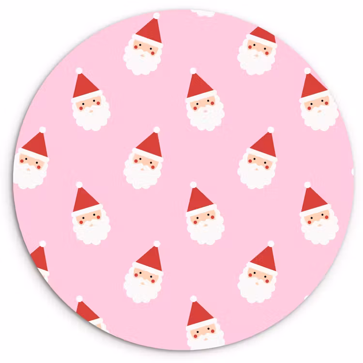 Wandcirkel - Glas - Kerstman - Kerst - Roze — 1