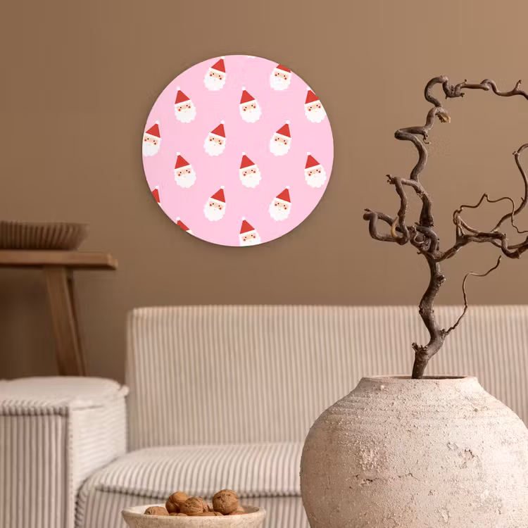 Wandcirkel - Glas - Kerstman - Kerst - Roze — 2