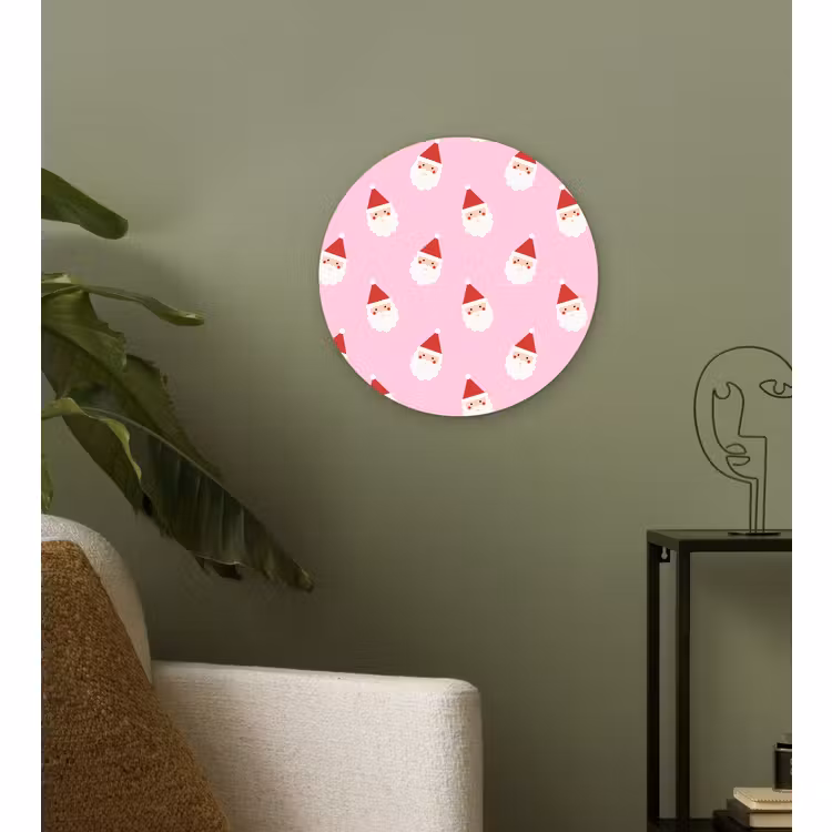 Wandcirkel - Glas - Kerstman - Kerst - Roze — 3