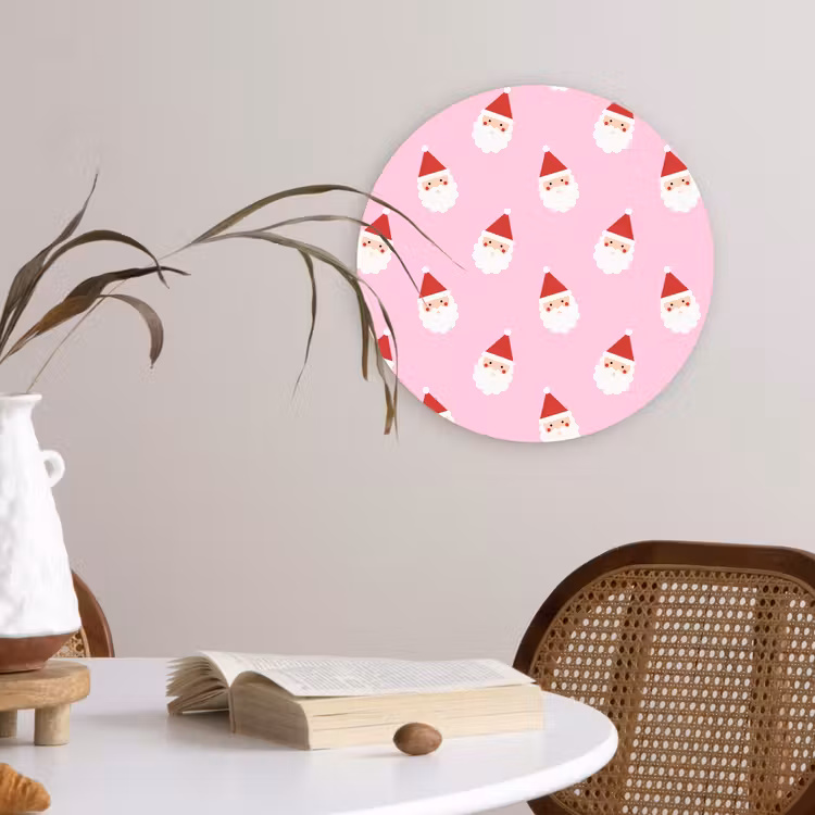 Wandcirkel - Glas - Kerstman - Kerst - Roze — 4