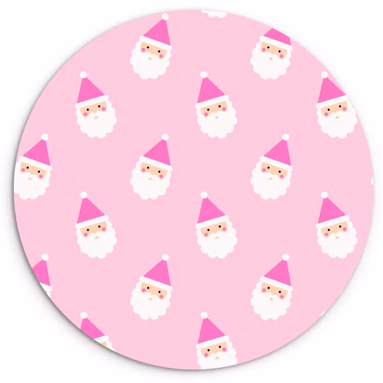 Wandcirkel - Glas - Kerstman - Kerst - Roze - Pastel — 1