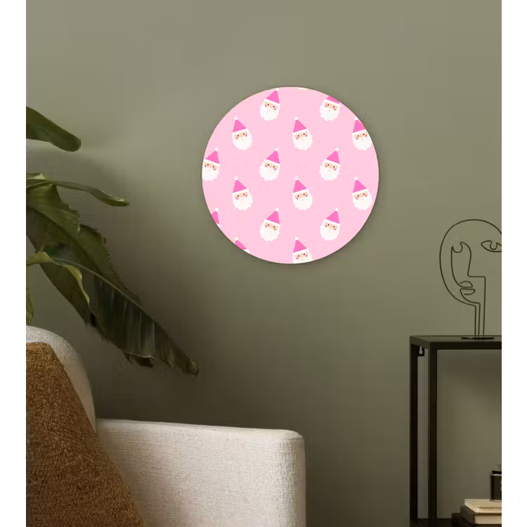 Wandcirkel - Glas - Kerstman - Kerst - Roze - Pastel — 3