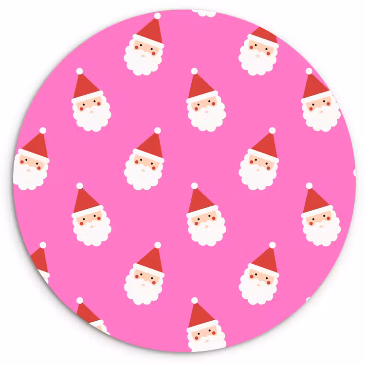 Wandcirkel - Glas - Kerstman - Kerst - Roze - Rood — 1