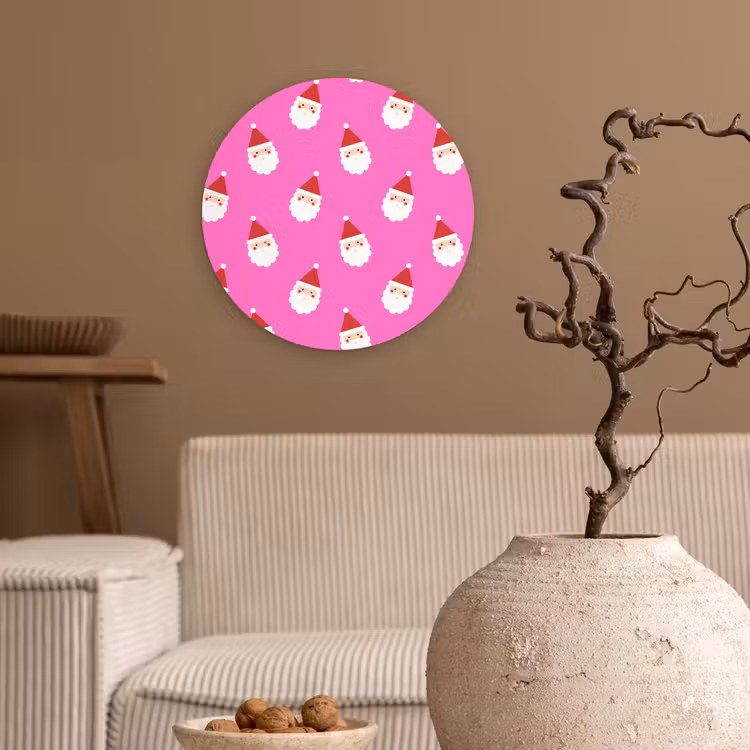 Wandcirkel - Glas - Kerstman - Kerst - Roze - Rood — 2