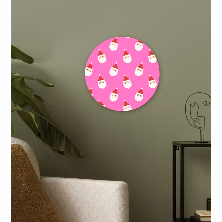 Wandcirkel - Glas - Kerstman - Kerst - Roze - Rood — 3