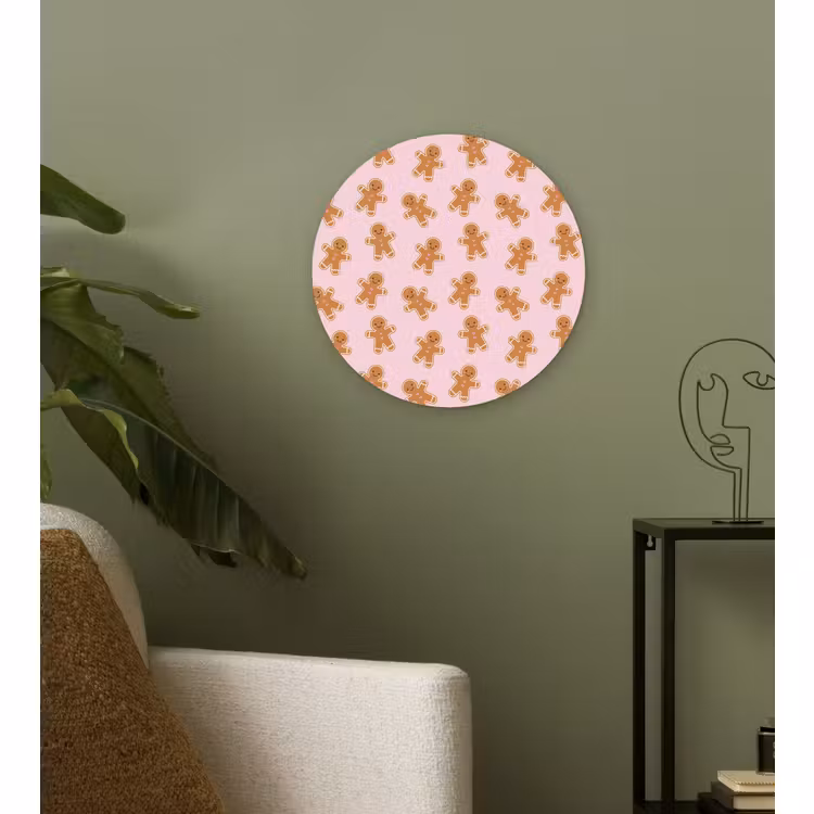 Wandcirkel - Glas - Peperkoek - Bruin - Roze - Kerst — 3