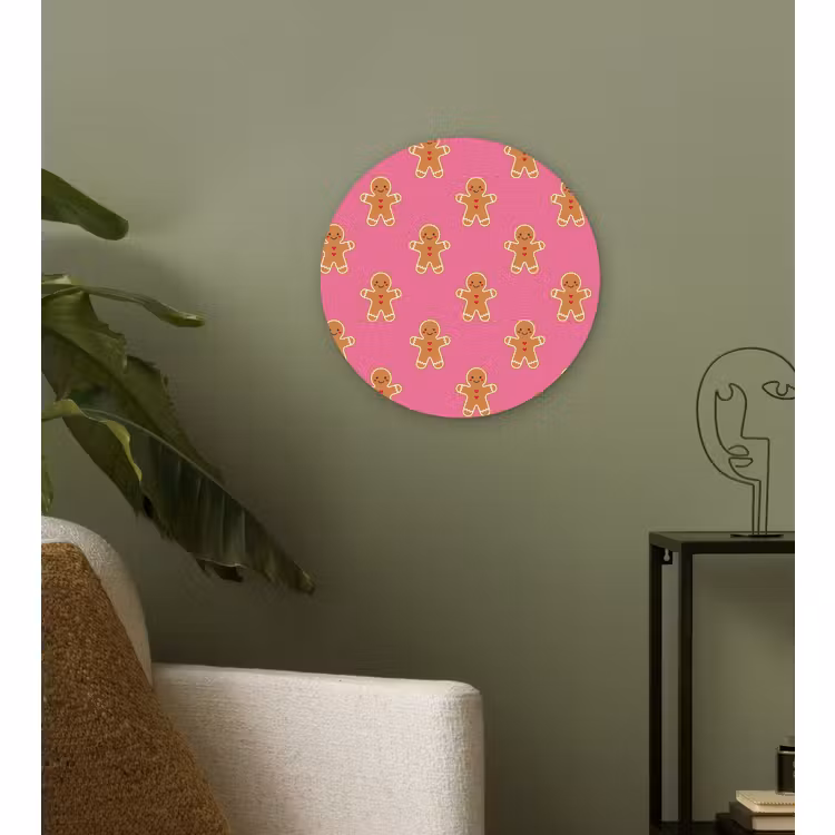 Wandcirkel - Glas - Peperkoek - Kerst - Roze - Bruin — 3