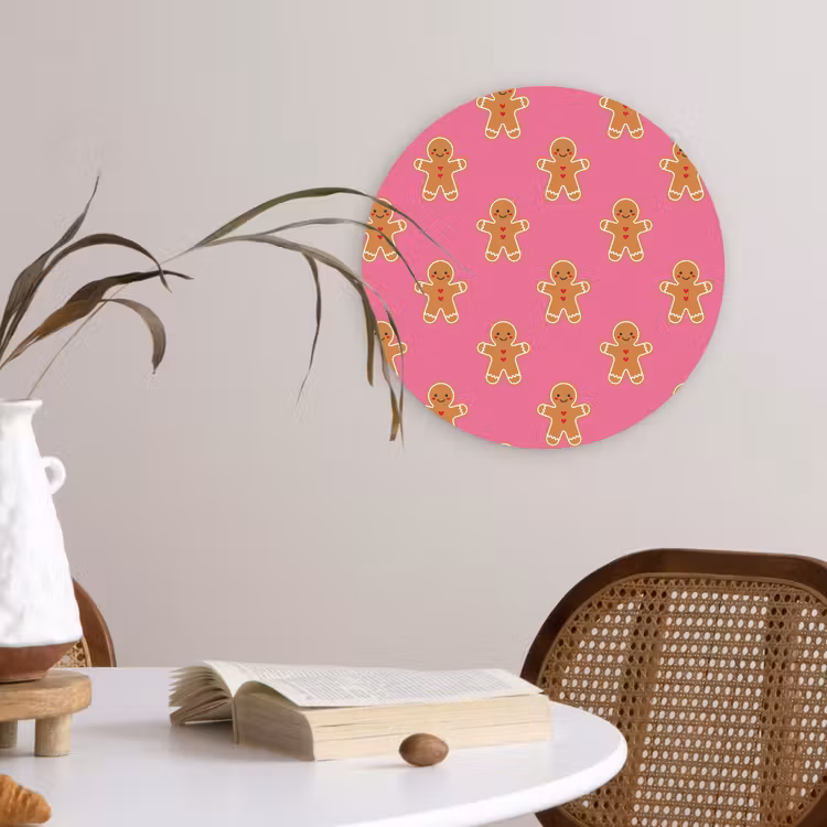 Wandcirkel - Glas - Peperkoek - Kerst - Roze - Bruin — 4