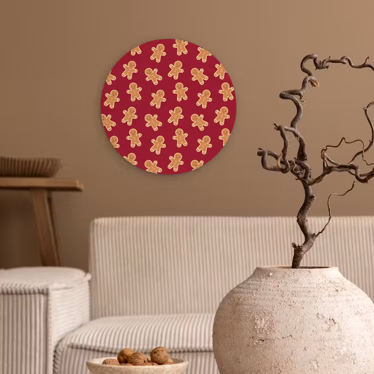 Wandcirkel - Glas - Peperkoek - Rood - Bruin - Kerst — 2