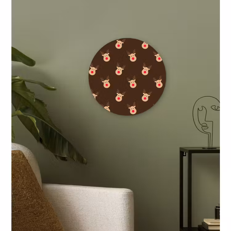 Wandcirkel - Glas - Rendieren - Kerst - Bruin — 3