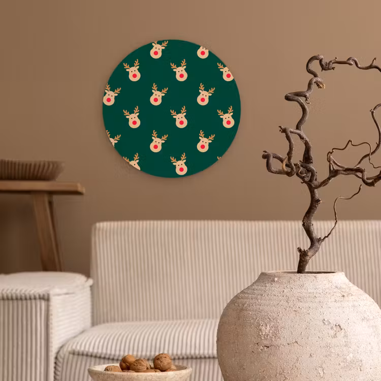 Wandcirkel - Glas - Rendieren - Kerst - Groen — 2